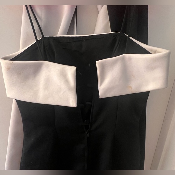 ALEX EVENINGS dress gown formal evening cowl black and white with satin shawl - Picture 2 of 7